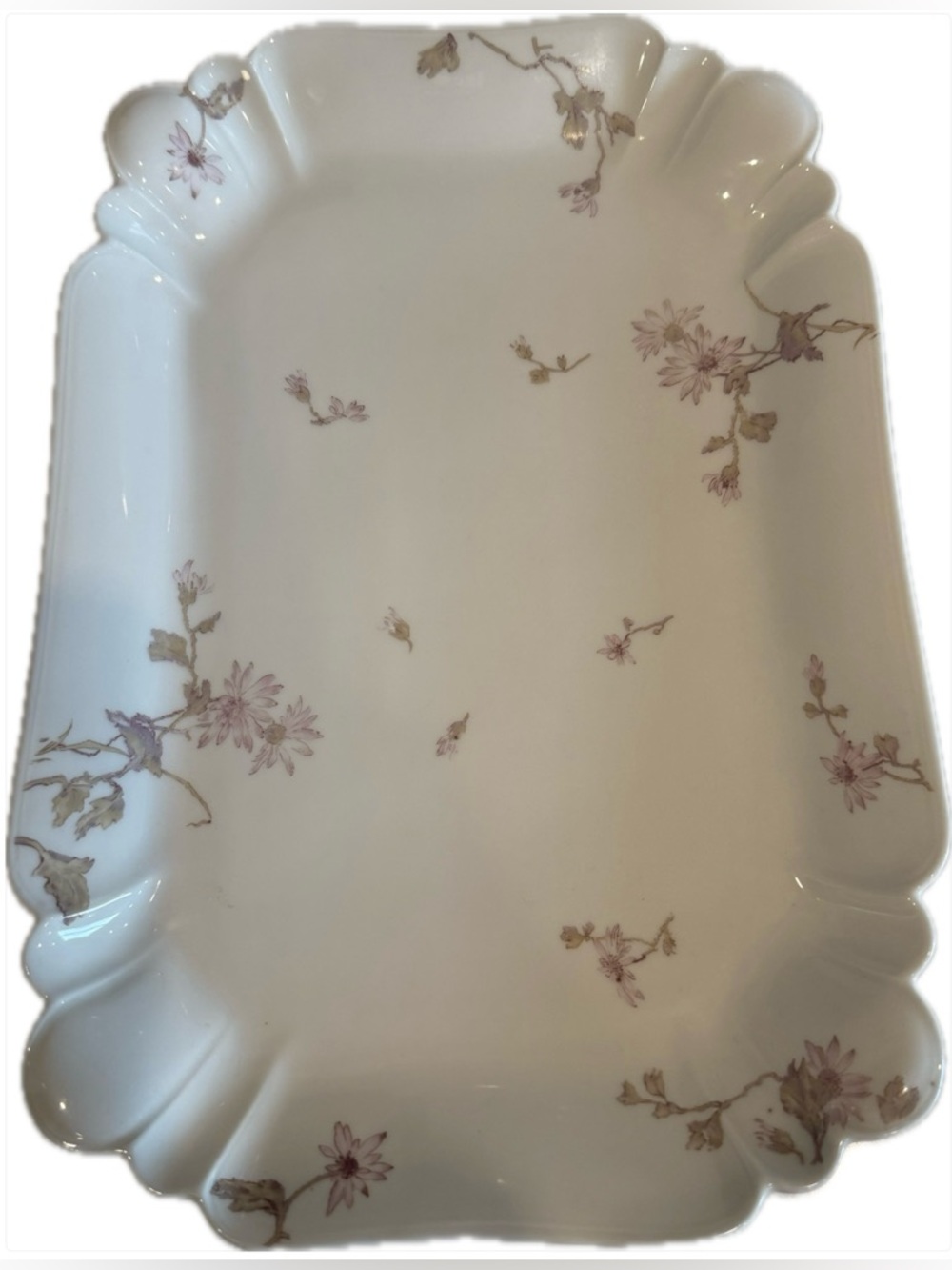 Antique Haviland & Co. Limoges French Porcelain Platter| Floral & Scalloped